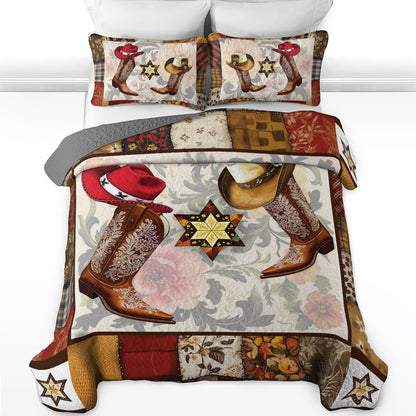 Shineful All Season Quilt 3-Piece Set - Beautiful Vintage Cowboy