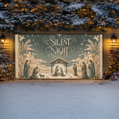 Shineful Garage Door Banner Decoration Silent Night
