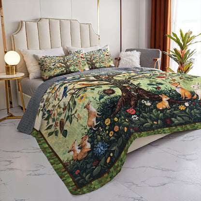 Shineful All Season Quilt 3-Piece Set Enchanted Forest Wildlife