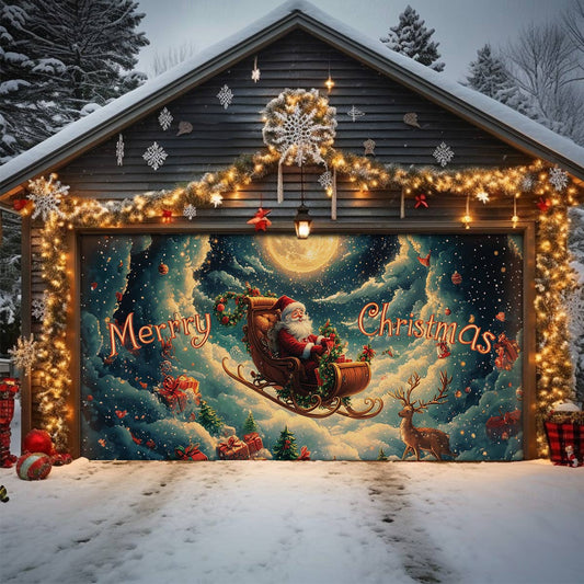 Shineful Garage Door Banner Decoration  Santa's Magical Sleigh Ride