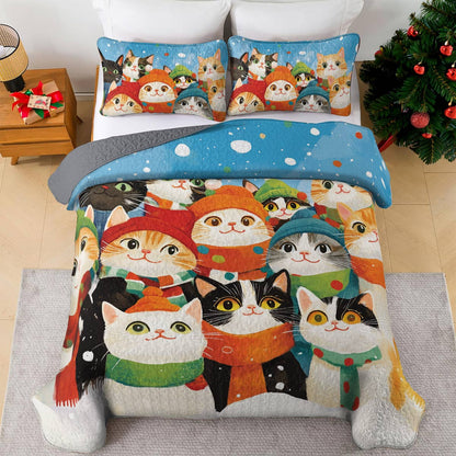 Shineful All Season Quilt 3-Piece Set Cozy Cat Crew