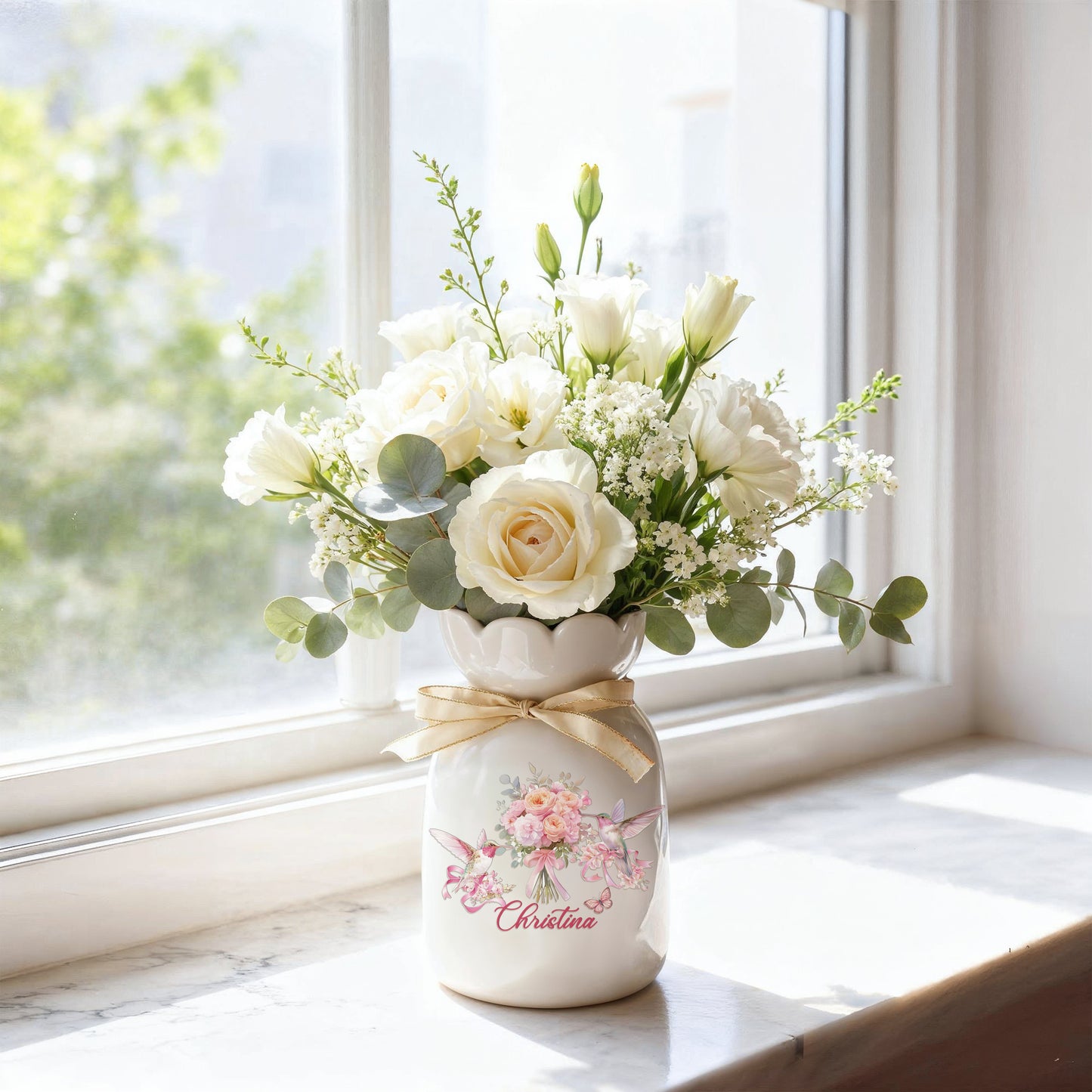 Shineful Flower Vase Personalized Blush Garden