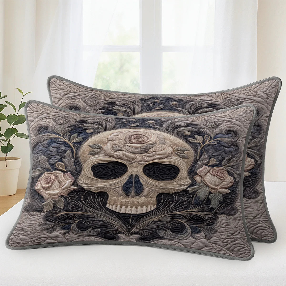 Shineful Quilt 3-Piece Set Rose of the Silent Skull