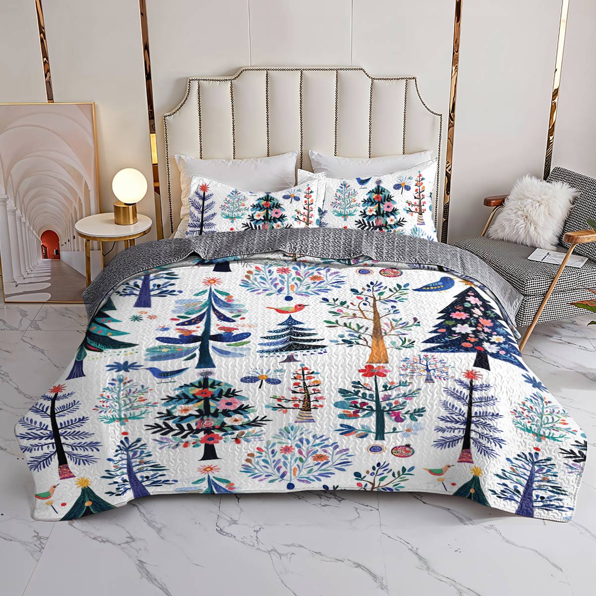 Shineful All Season Quilt 3-Piece Set Whimsical Christmas Tree