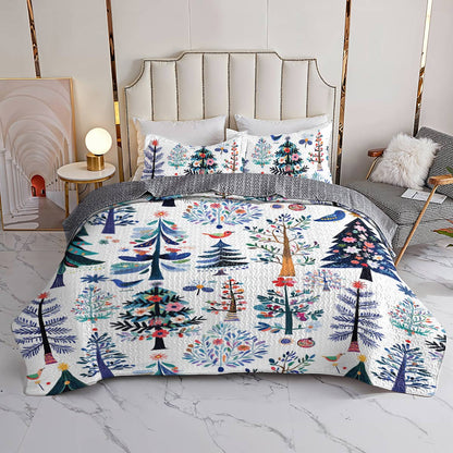 Shineful All Season Quilt 3-Piece Set Whimsical Christmas Tree