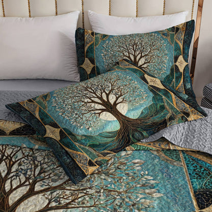 Shineful All Season Quilt 3-Piece Set Tree of Life Mandala