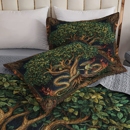 Shineful All Season Quilt 3-Piece Set Dragon & Tree Of Life