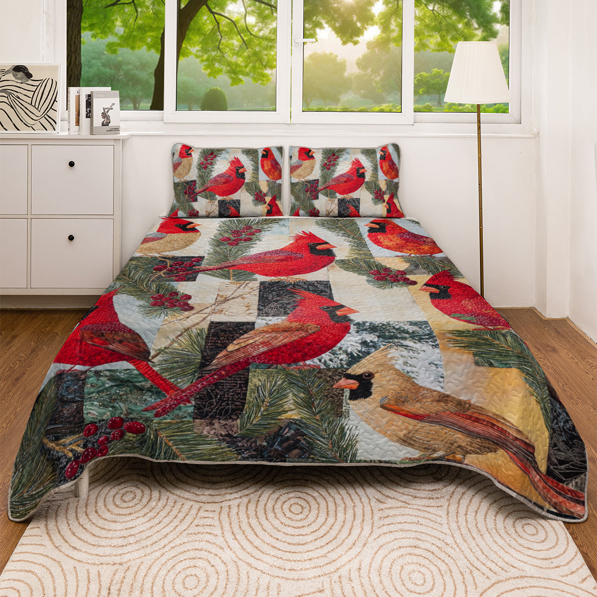Shineful All Season Quilt 3-Piece Festive Cardinal Dreams