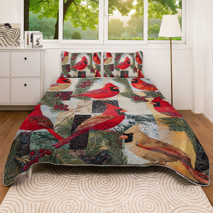 Shineful All Season Quilt 3-Piece Festive Cardinal Dreams