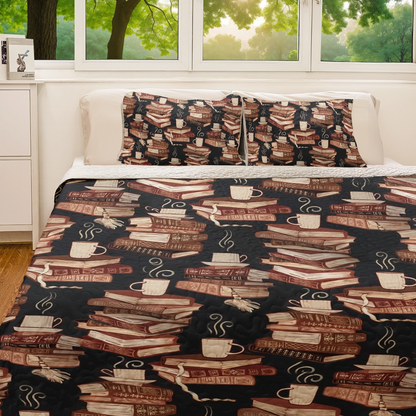 Shineful All Season Quilt 3-Piece Set - Book Lovers' Cozy Night