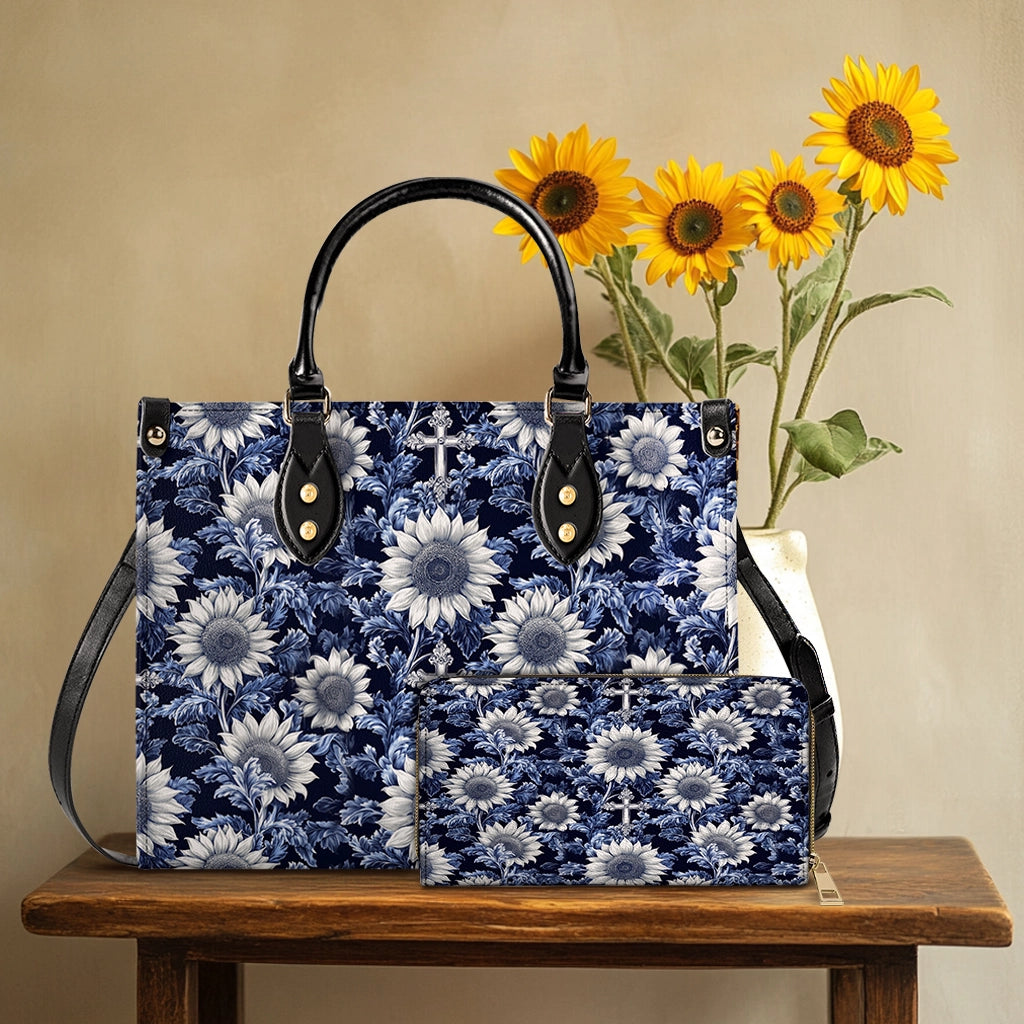 Shineful Leather Bag Midnight Blue Sunflower Cross