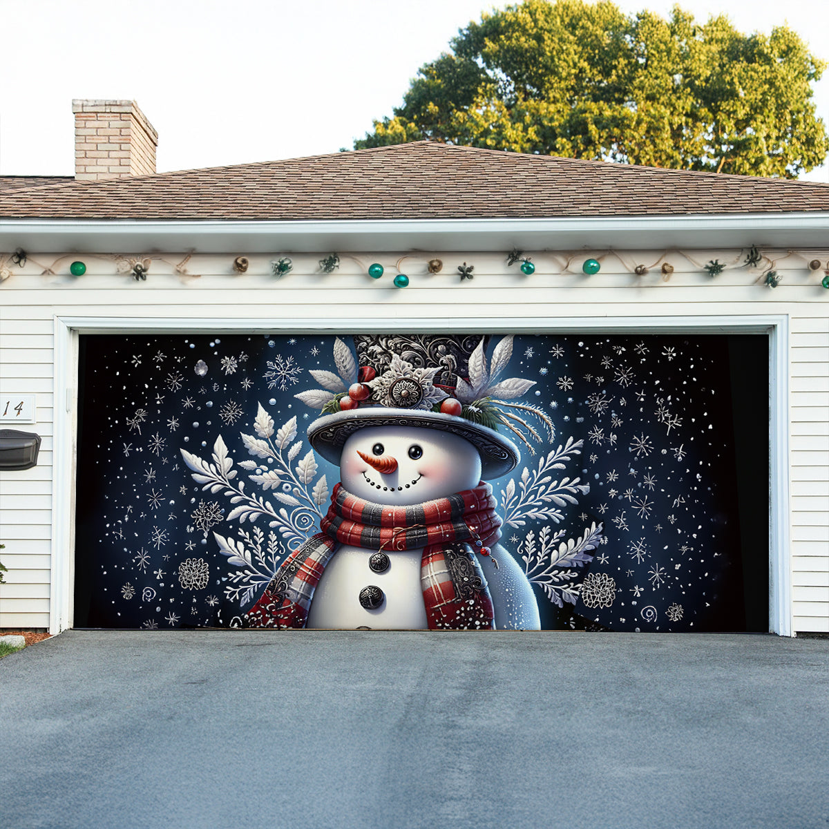 Shineful Garage Door Banner Decoration Winter Smile