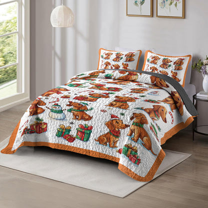 Shineful All Season Quilt 3-Piece Set Dachshund Christmas