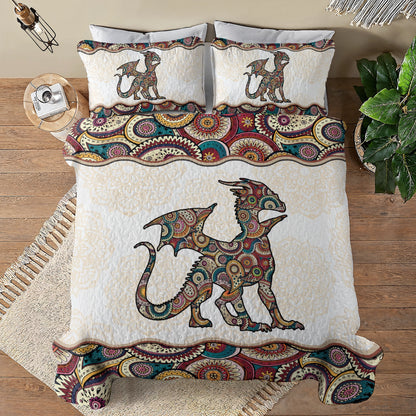 Shineful All Season Quilt 3-Piece Set Boho Dragon
