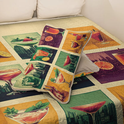 Shineful All Season Quilt 3-Piece Set Wine Cocktail City Nights