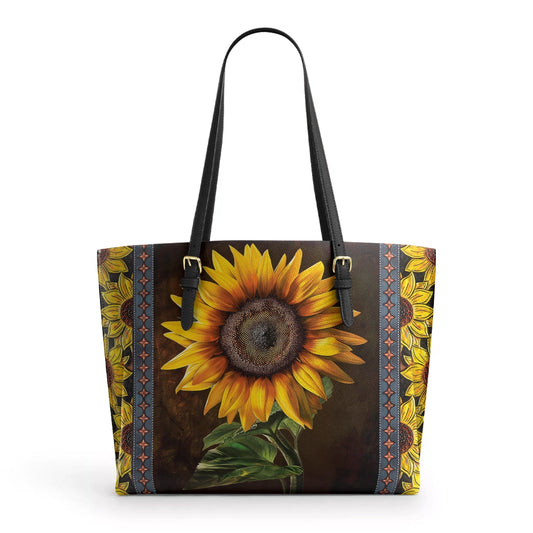 Shineful Leather Tote Bag Sunflower Faith Hope
