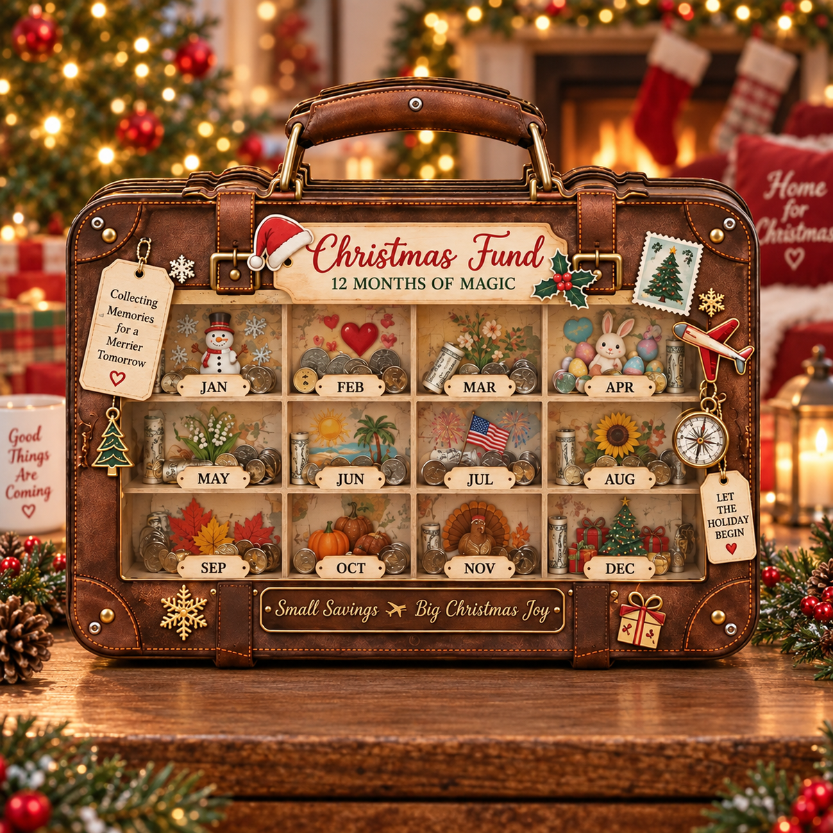 Christmas Fund Wooden Coin Bank