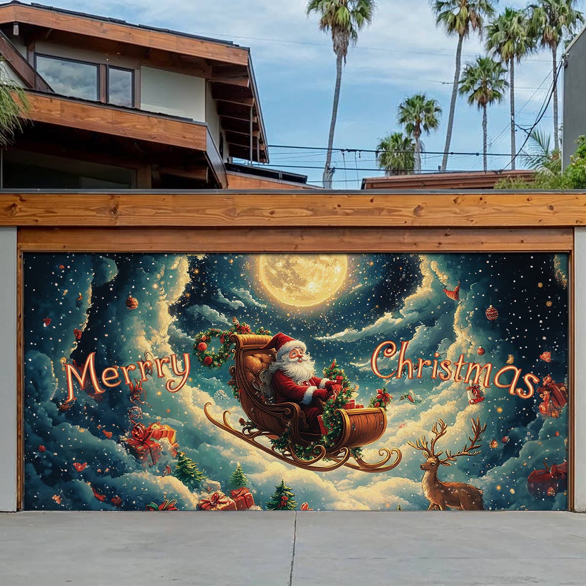 Shineful Garage Door Banner Decoration  Santa's Magical Sleigh Ride