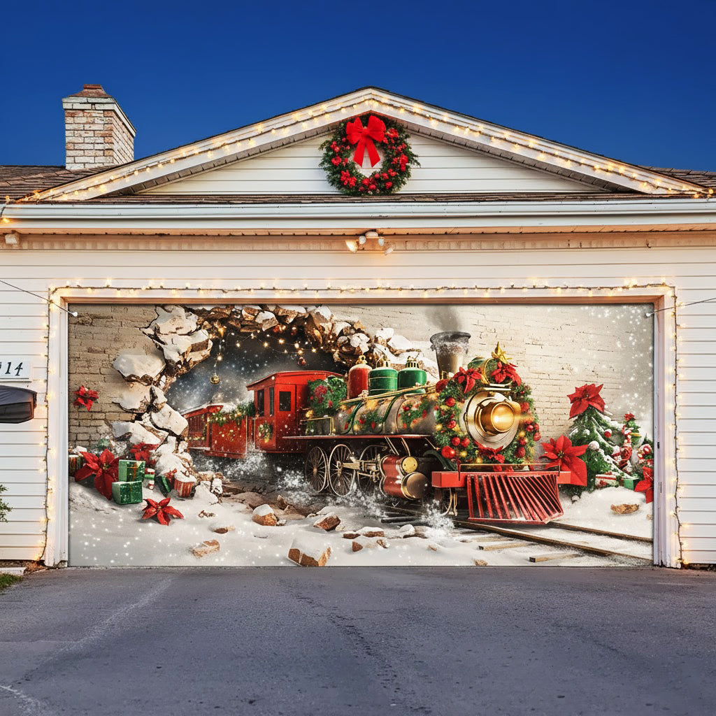 Shineful Garage Door Banner Decoration Christmas Track Burst