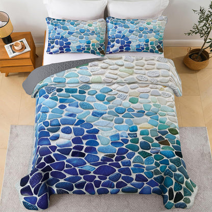 Shineful All Season Quilt 3-Piece Set Ocean Pebbles