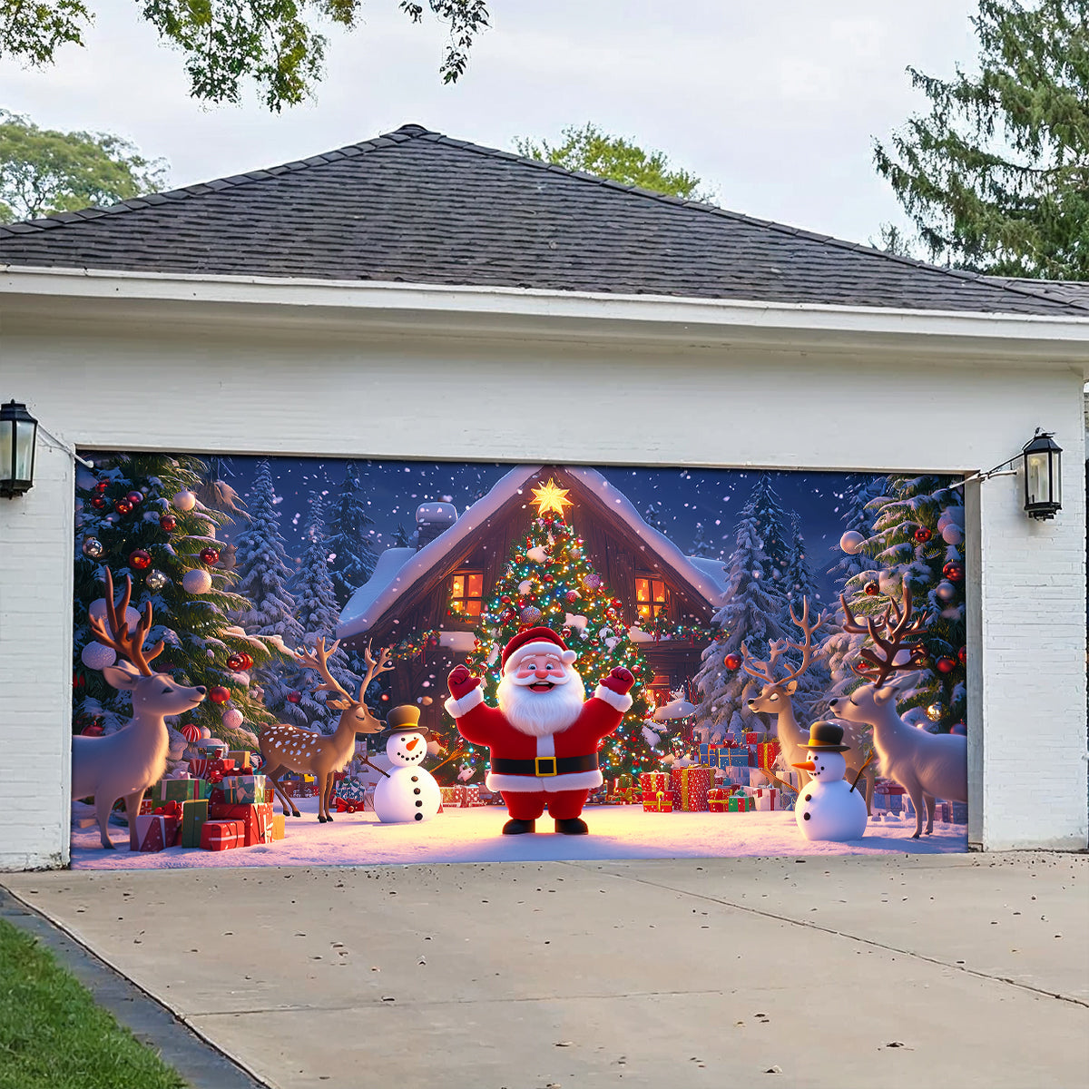 Shineful Garage Door Banner Decoration Merry Christmas Santa