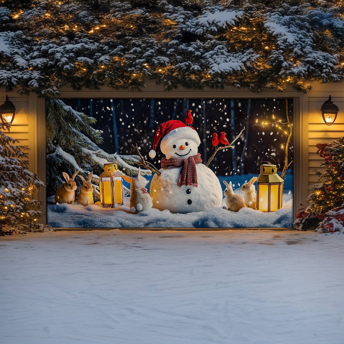 Shineful Garage Door Banner Decoration Winter Night