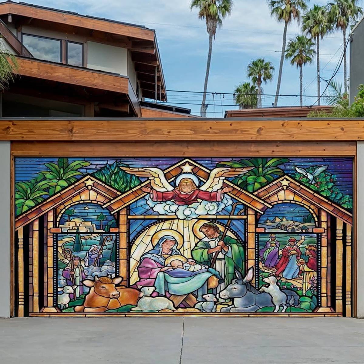 Shineful Garage Door Banner Decoration Holy Night