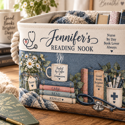 Shineful Personalized Nurse Book Book Basket