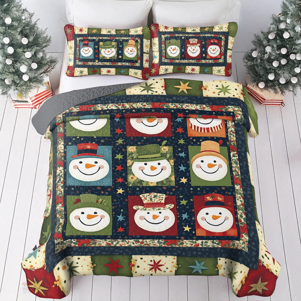 Shineful All Season Quilt 3-Piece Set Christmas Frosty Friends