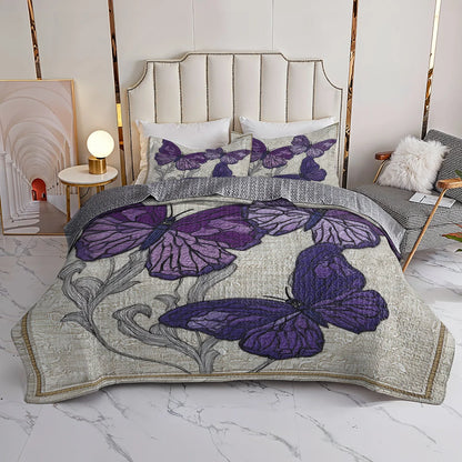Shineful Quilt 3-Piece Set Violet Sketch of Serenity