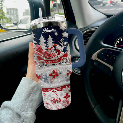 Shineful Glossy Personalized Tumbler Delightful Santa