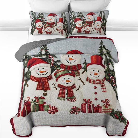 Shineful All Season Quilt 3-Piece Set - Snowman Family