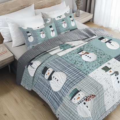 Shineful All Season Quilt 3-Piece Set - Snowy Gentlemen Patchwork