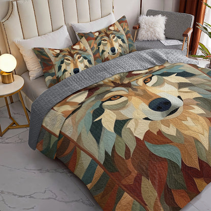 Shineful All Season Quilt 3-Piece Set Majestic Wolf