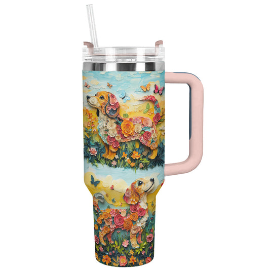 Shineful Tumbler Floral Dachshund