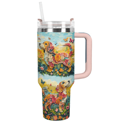 Shineful Tumbler Floral Dachshund
