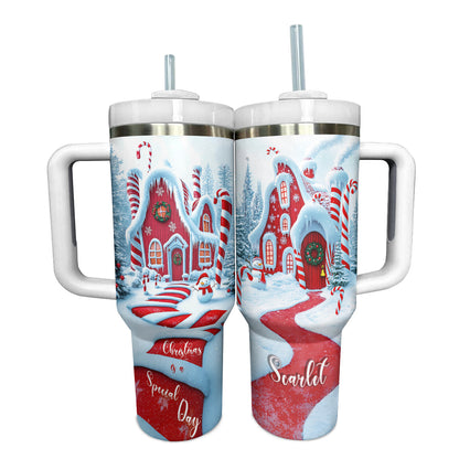 Shineful Tumbler Personalized Candy Cane Cottage
