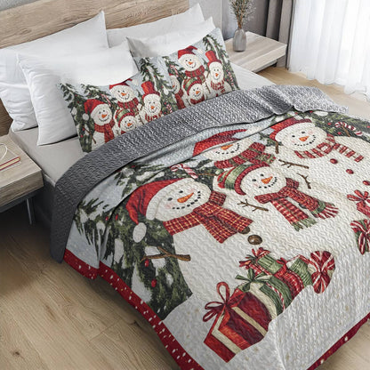 Shineful All Season Quilt 3-Piece Set - Snowman Family