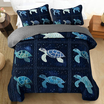 Shineful All Season Quilt 3-Piece Set Sea Turtle Paradise