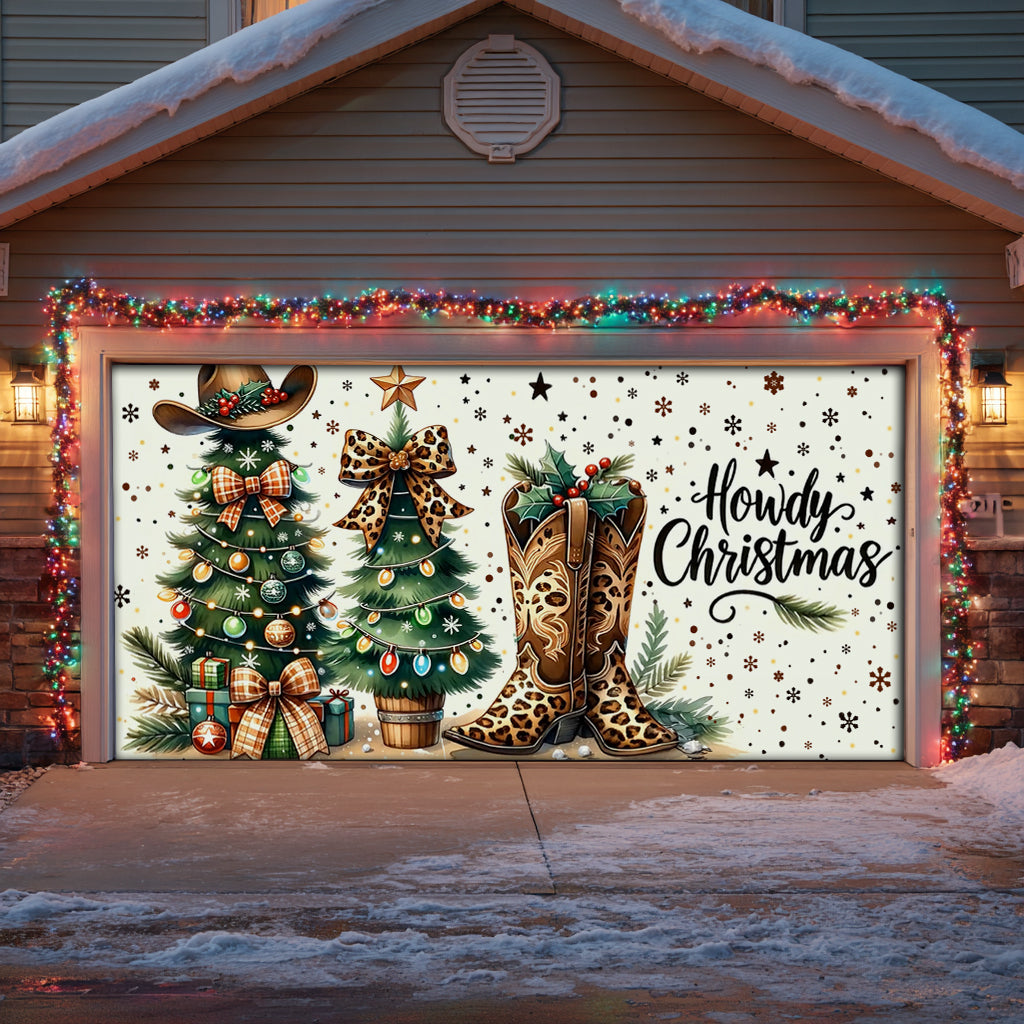 Shineful Garage Door Banner Decoration Howdy Christmas