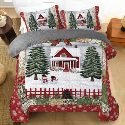 Shineful All Season Quilt 3-Piece Set Snowy Village