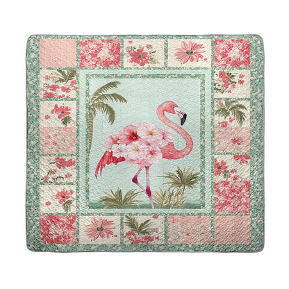 Shineful All Season Quilt 3-Piece Set - Light Pink Tropical Flamingo