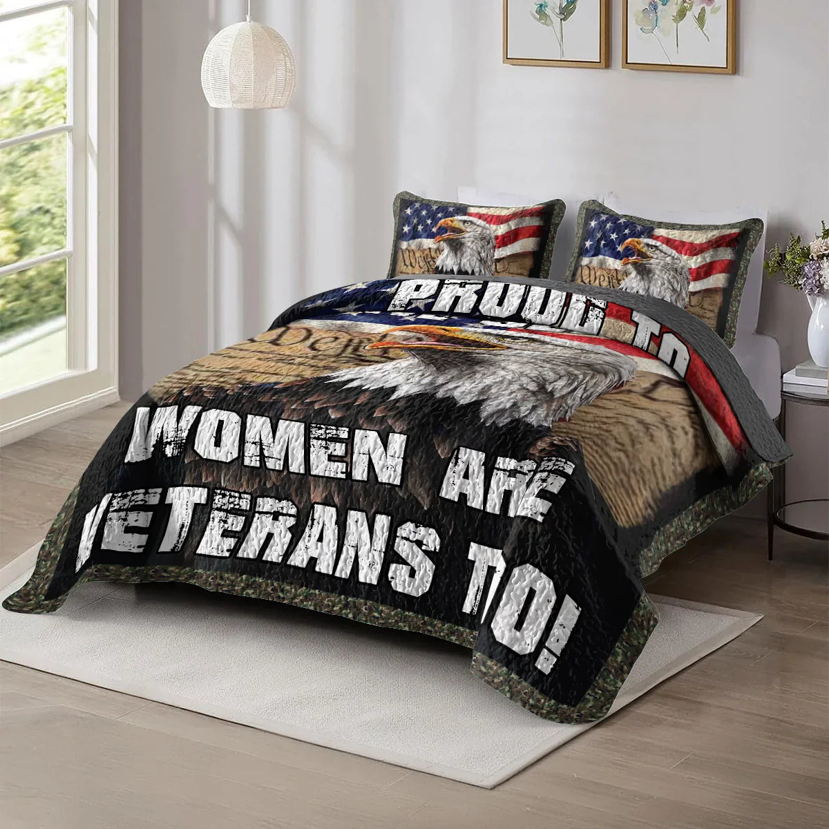 Shineful All Season Quilt 3-Piece Set - Women Veteran Tribute
