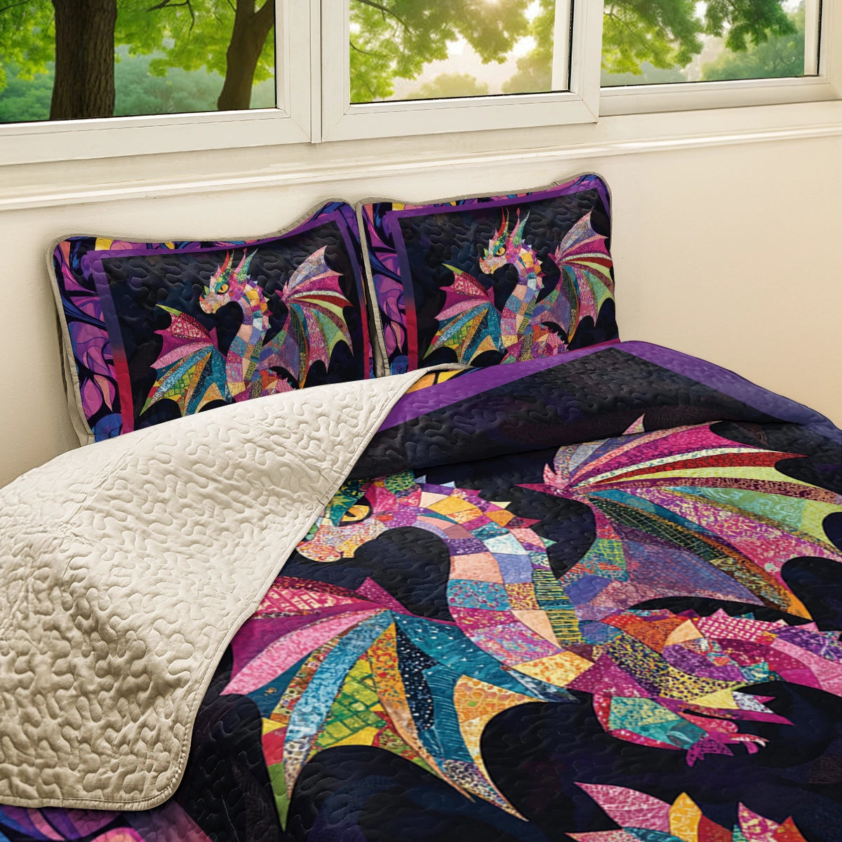 Shineful All Season Quilt 3-Piece Set - Prism Dragon