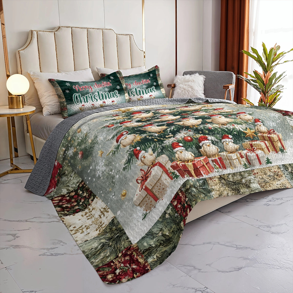 Shineful All Season Quilt 3-Piece Set - Merry Cluckin' Christmas