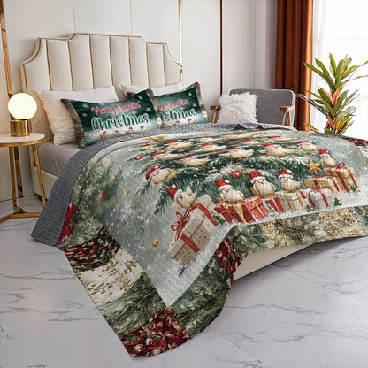 Shineful All Season Quilt 3-Piece Set - Merry Cluckin' Christmas