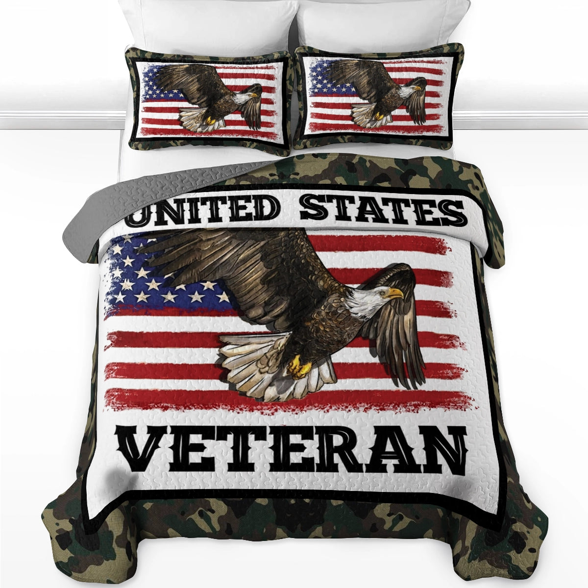 Shineful All Season Quilt 3-Piece Set - United States Veteran