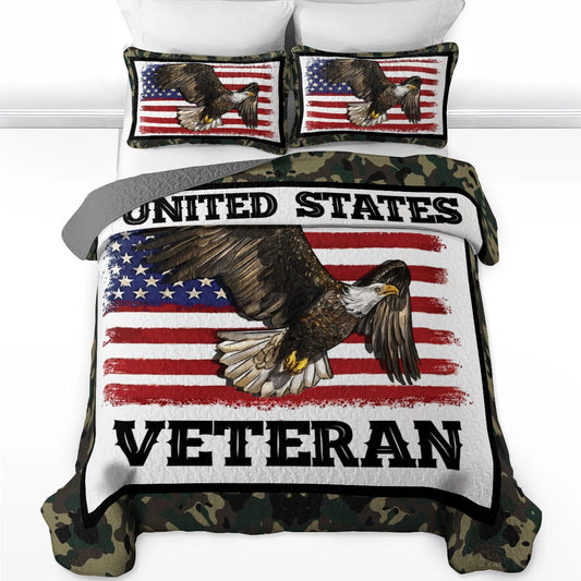 Shineful All Season Quilt 3-Piece Set - United States Veteran