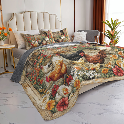 Shineful All Season Quilt 3-Piece Set Golden Morning Farm