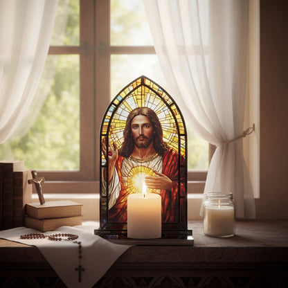 Shineful Suncatcher Candle Holder Sacred Heart Light